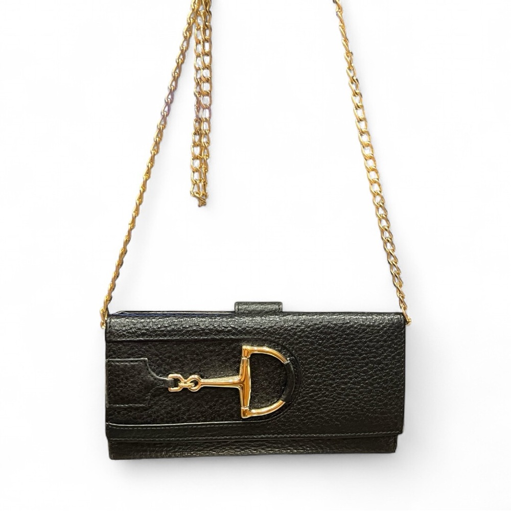 GUCCI Pebbled Leather Horsebit Long Wallet with COA